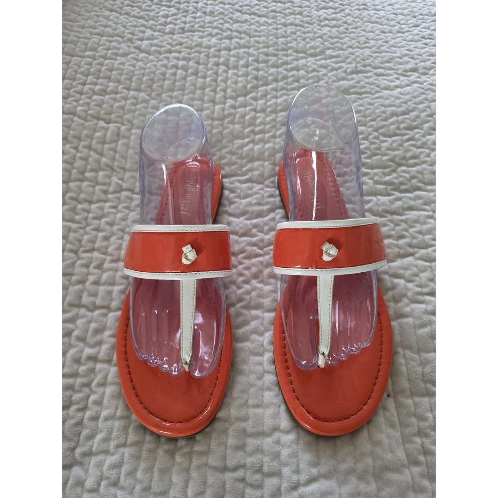 J McLaughlin Leslie Orange Patent Thong Sandals